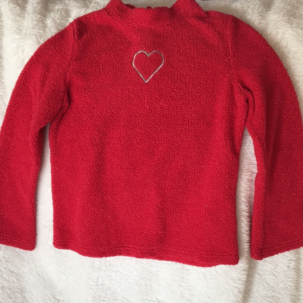 Girls 6X fuzzy red sparkly sweater